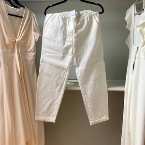 J Crew white linen cropped pant size 4. NEW with tags